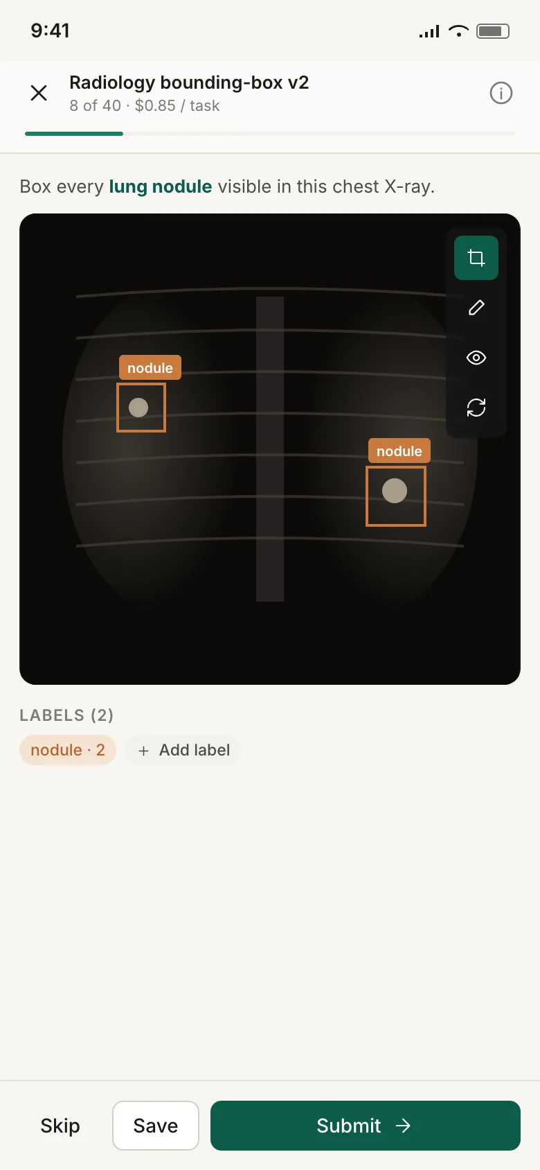 A task of drawing boxes around the objects in an image